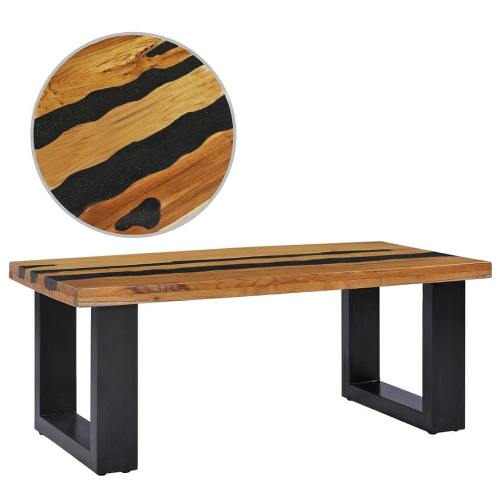Vidaxl Konferenčný stolík 100x50x40 cm masívne teakové drevo a lávové kamene
